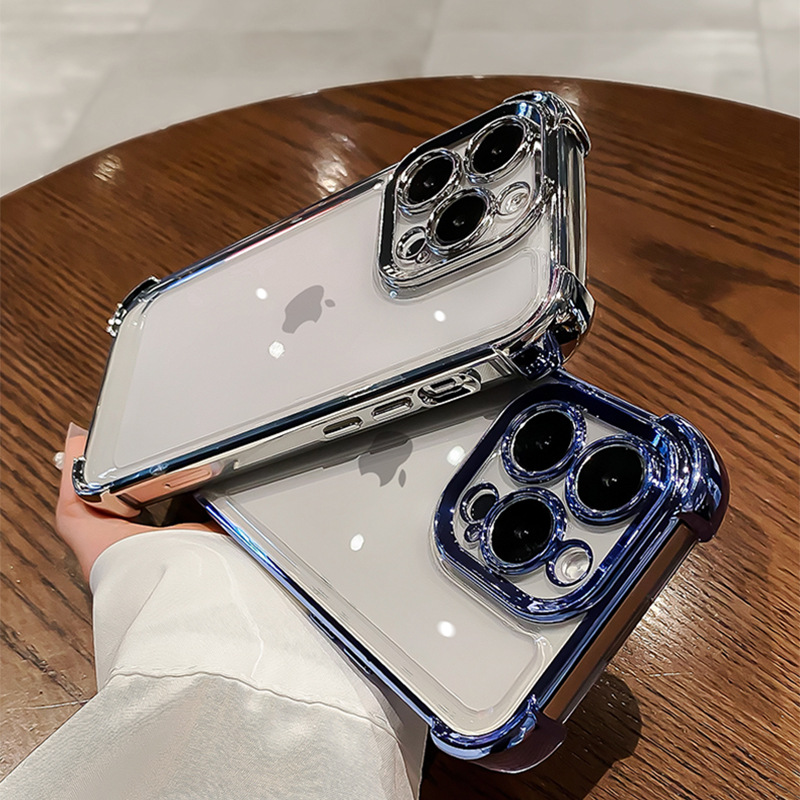Suitable for Apple 14 mobile phone case iphone15 electroplated space case 11pro transparent 12 thick anti-fall 8 protective cover