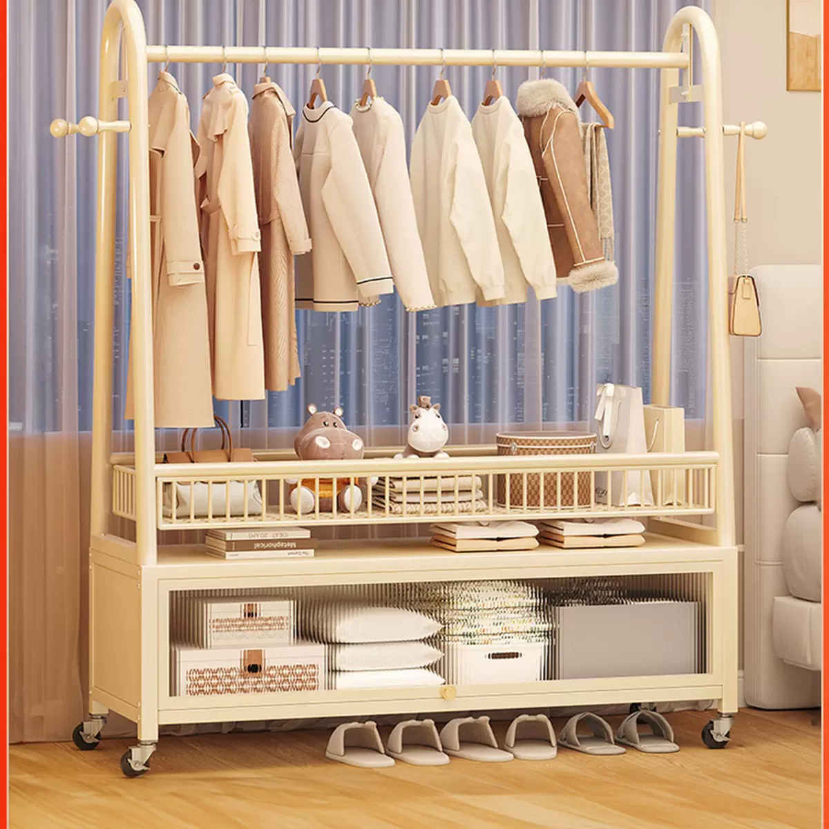 挂衣架落地卧室内家用简易衣帽架轻奢可移动客厅阳台晒晾衣服架子