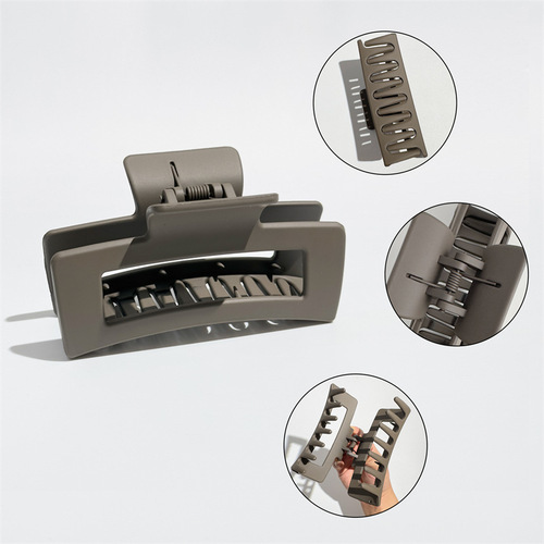 New simple oversized rubber paint grip clip 11cm hair volume large back head women's square frosted shark clip headwear