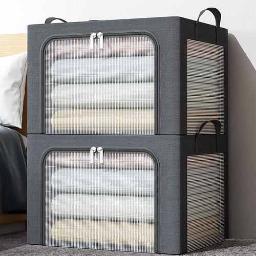 Clothes folding storage box 3 windows steel frame transparent storage box quilt toy wardrobe bagna box car moving