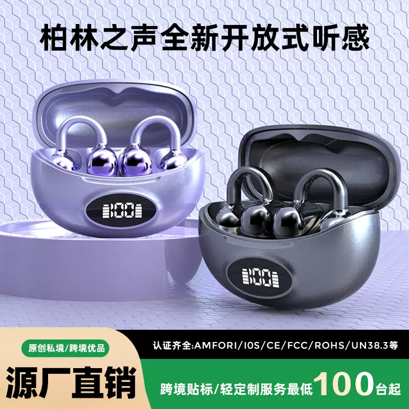 跨境新款蓝牙耳机TWS耳夹式5.4数显高音质长续航私模TS62无线耳机