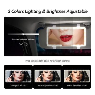 Makeup Mirror Double Button Touch — Sun visor rearview mirror