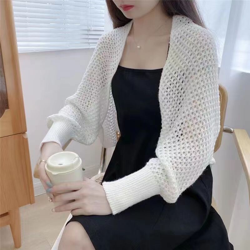 Mesh Knit Hollow-Out Vest for Spring and Summer, Fashionable Outerwear, Shoulder and Neck Protection Shawl, Thin Cardigan, Short Top Mesh Knit Hollow-Out Vest for Spring and Summer, Fashionable Outerwear, Shoulder and Neck Protection Shawl, Thin Cardigan, Short Top