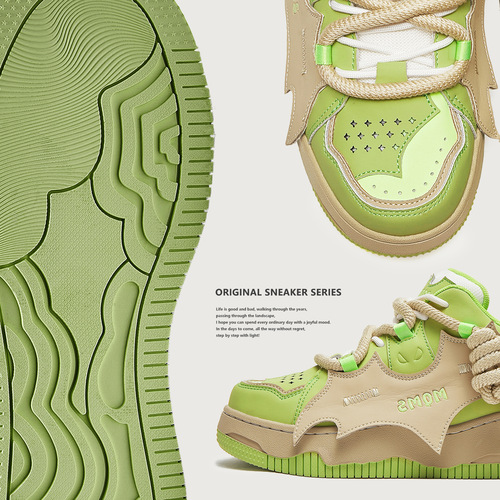 Bat shoe thick sole street height board shoes retro bread shoes men and women same style couple shoes【268】