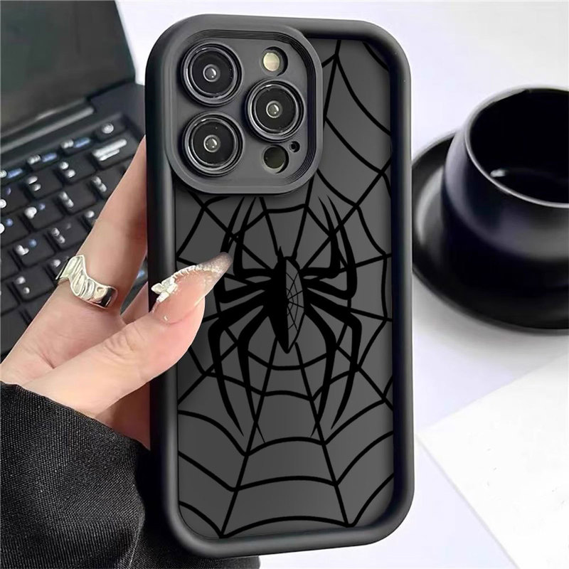 Black Spider Web Ladder Black New Groove Suitable for Iphone14/15/16/17Promax Mobile Phone Case