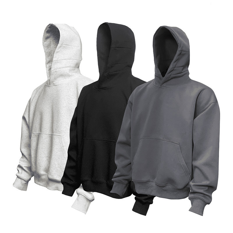 New Short Sweatshirt Solid Color Hoodie Autumn American Loose Hooded Short Wide plus size Sweatshirt Men's and Women's Couples