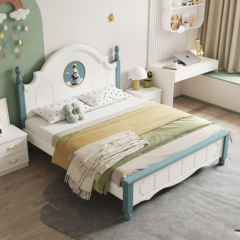 Solid Wood Children's Bed Boy Girl Double Bed Modern Simple American Student Economical Master Bedroom Princess European Bed
