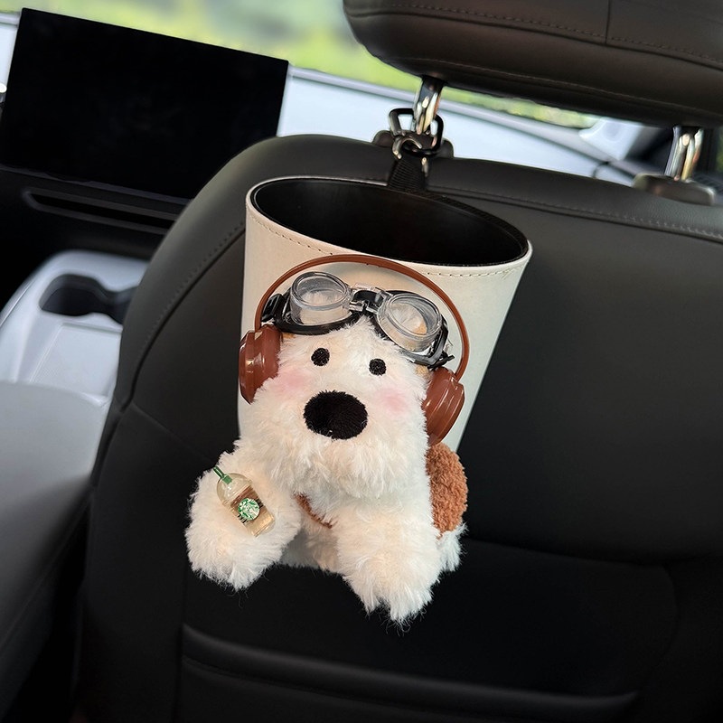 2026 New West Highland Car Trash Bin and Tissue Box 2-in-1 Hanging Car Storage Tissue Bag Cute for Women