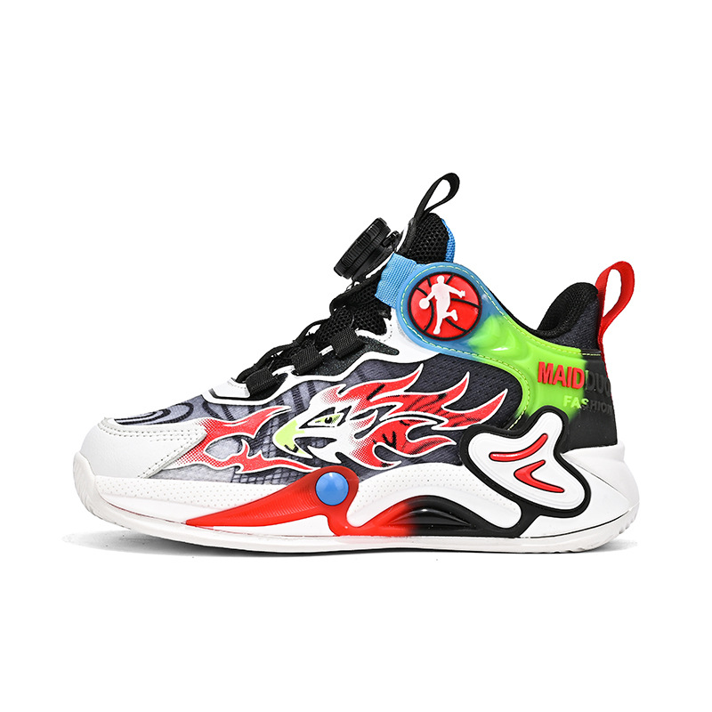 2024 niños respirantes zapatos de baloncesto amortiguadores de abrazadera giratoria zapatos de niños zapatos deportivos de malla primavera nuevo