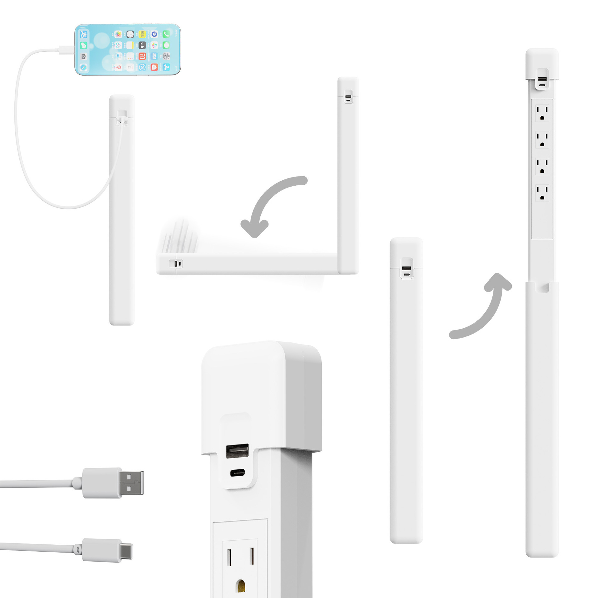 Nuevos productos transfronterizos Electrical Outlet Extender Enchufe Sofá Mesilla de noche Expansor