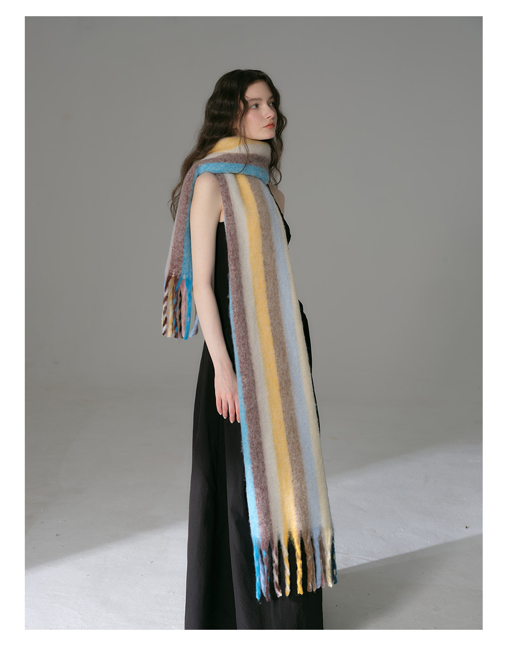 Regenbogen-schal Mit Streifen Aus Kunstkaschmir Für Damen_voghion.com