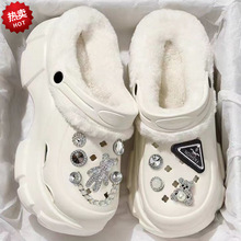 卡通棉拖鞋女秋冬季外穿2025新款厚底增高防滑两穿加绒保暖毛毛鞋