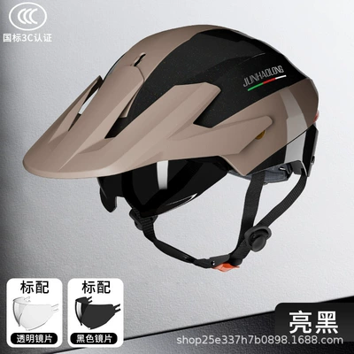 Junhaolong electric motorcycle helmet, summer Motosiklet kaskı (dəbilqə) - glossy-black-transparent-mirror-small-sunglasses-lenses-are-interchangeable-one-size-fits-all55-62cm