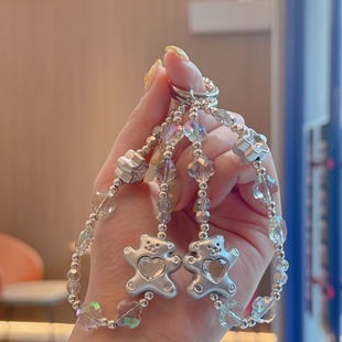 2025 High-End Bear Diamond Mobile Phone Chain Exquisite Women's Keychain Bag Mobile Phone Lanyard Mobile Phone Case Pendant