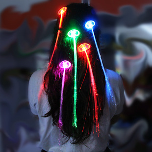 Colorful LED luminous braid butterfly fiber wig bar dance concert flash simulation braid props batch