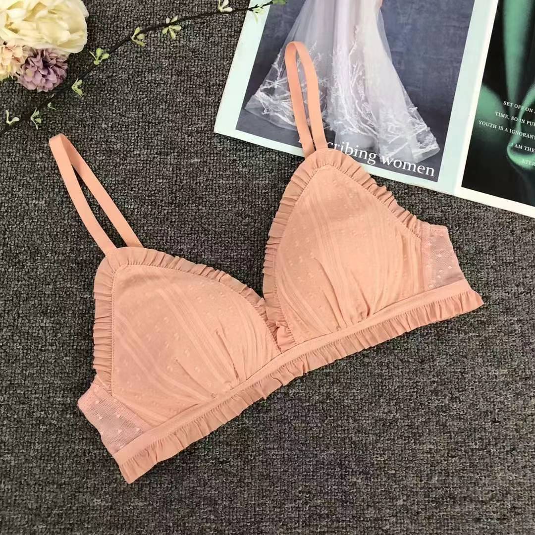 Bra de encaje del sudeste asiático, ropa interior de mujer, bra de copa triangular francesa, verano sin anillo de acero, copa delgada, algodón sexy y cómodo para la piel image 4