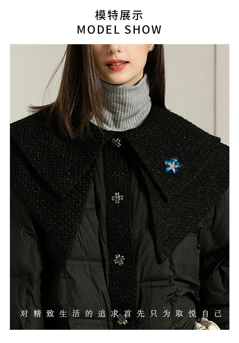 水晶元素桃心莲花胸针时尚高级感花朵brooch韩版