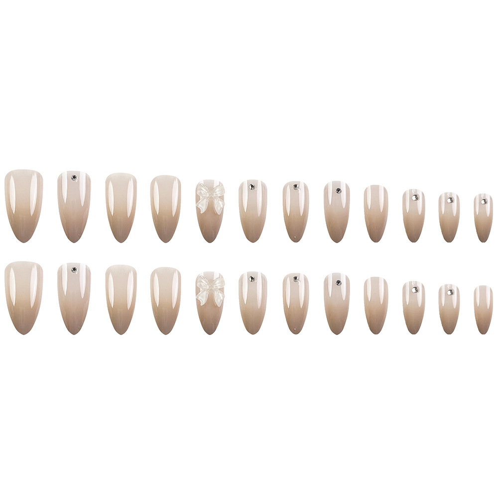 Comercio exterior leche blanco arco gris desnudo gradiente manicure perforación suave desgaste de uñas 24 piezas de parche de uñas