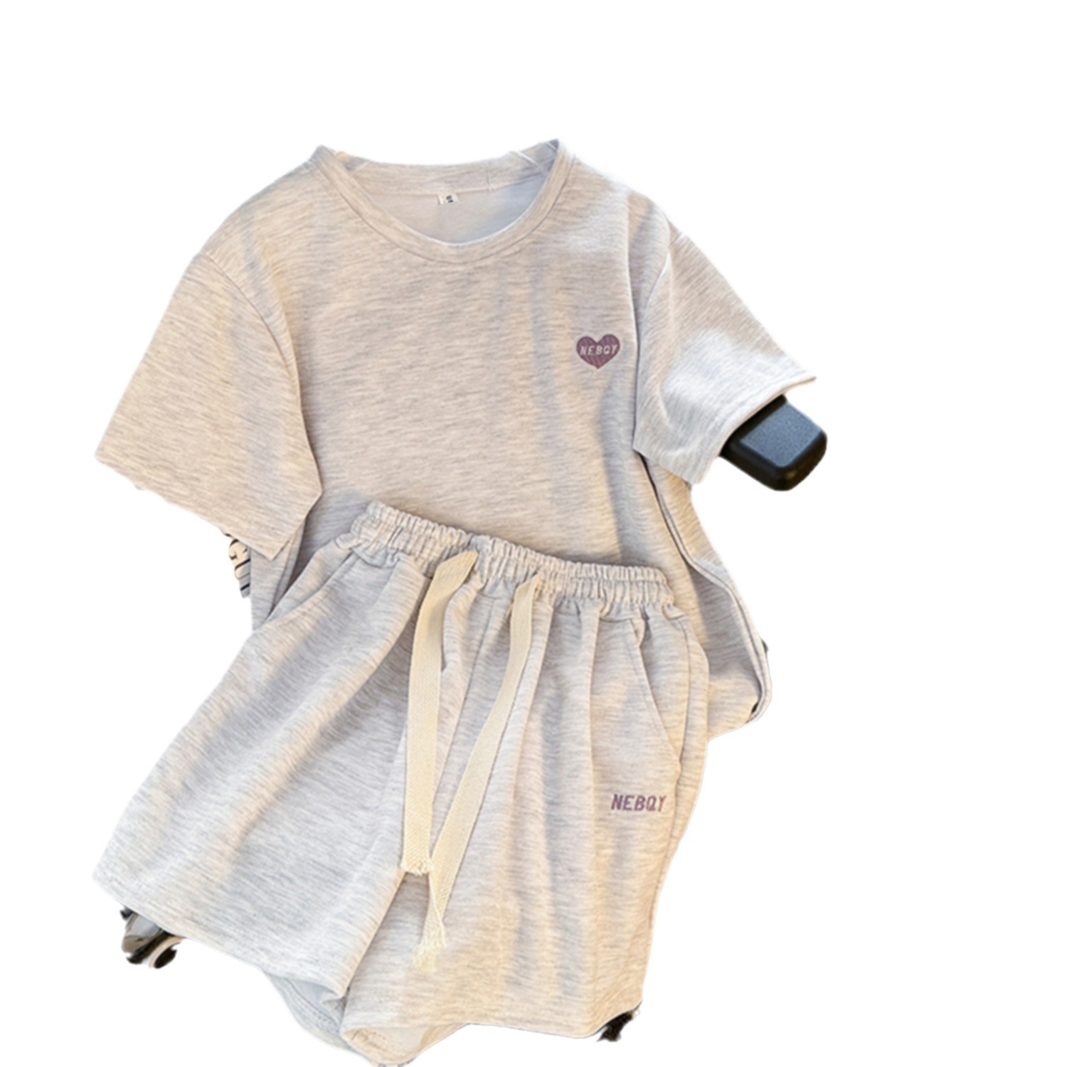 Women's Summer Casual Short Sleeve & Shorts Set – Loose Fit Breathable Polyester Two-Piece Outfit (M-3XL, Slimming Design, Trendy Letter Print) _ecoleips.com