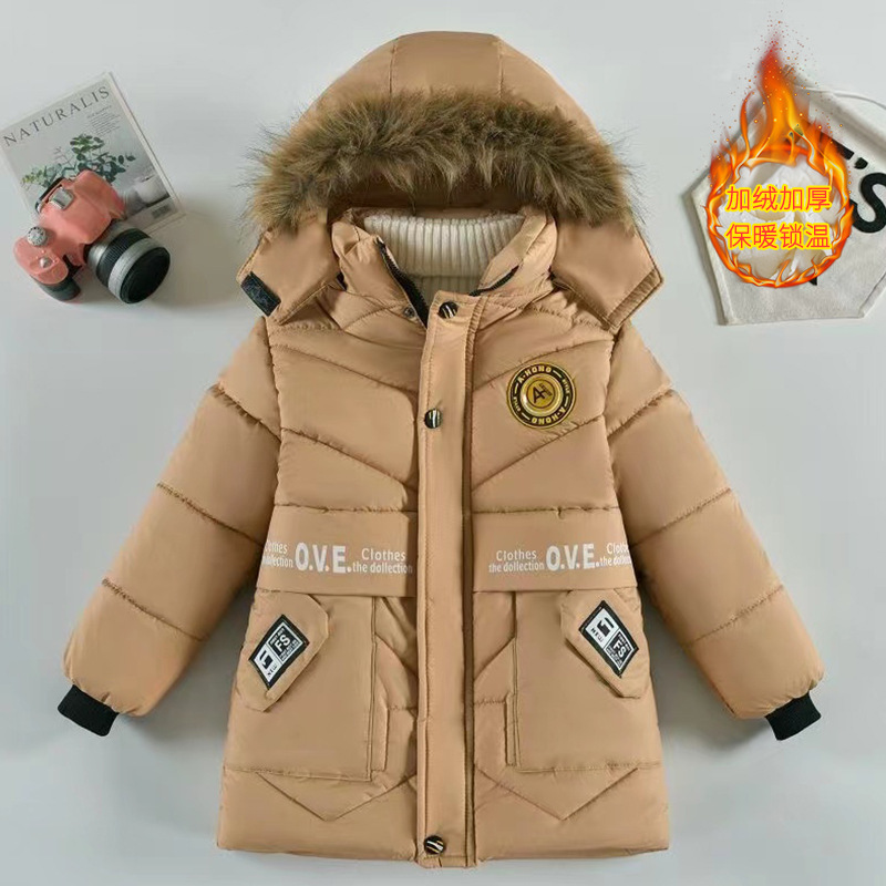 Ropa de invierno para niños engrosada ropa acolchada de algodón de moda abrigo de invierno para niños de longitud media estilo occidental cálido nueva chaqueta acolchada de algodón moda