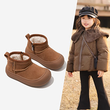 稚谷女童鞋子儿童二棉鞋2025冬季新款加绒加厚保暖毛毛大棉雪地靴