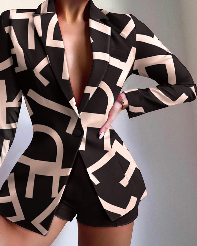 Polyester Fabric Type Shorts Co-ord Set Sets Type Daily Women'S Casual Geometric Polyester Shorts Co-ord Set Shorts Sets