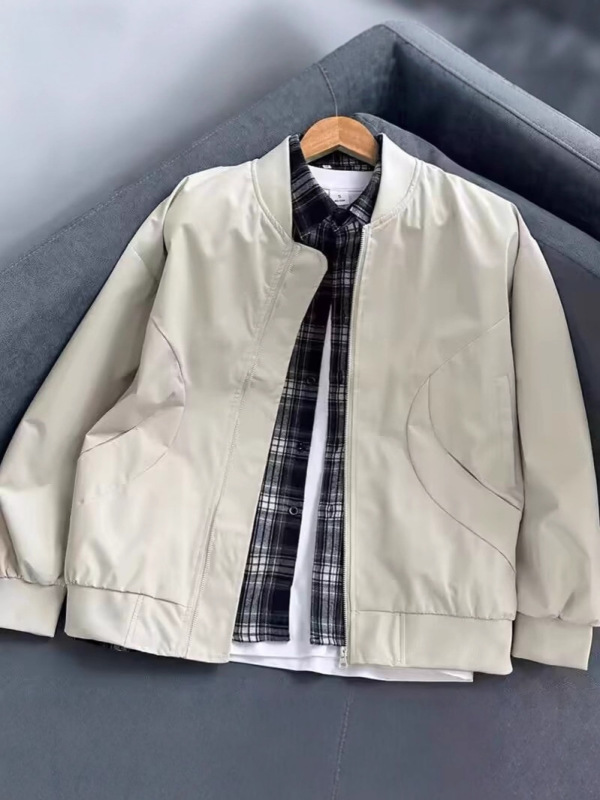 美式cleanfit哈灵顿夹克套装男秋冬浅色立领情侣棒球棉服飞行外套|undefined
