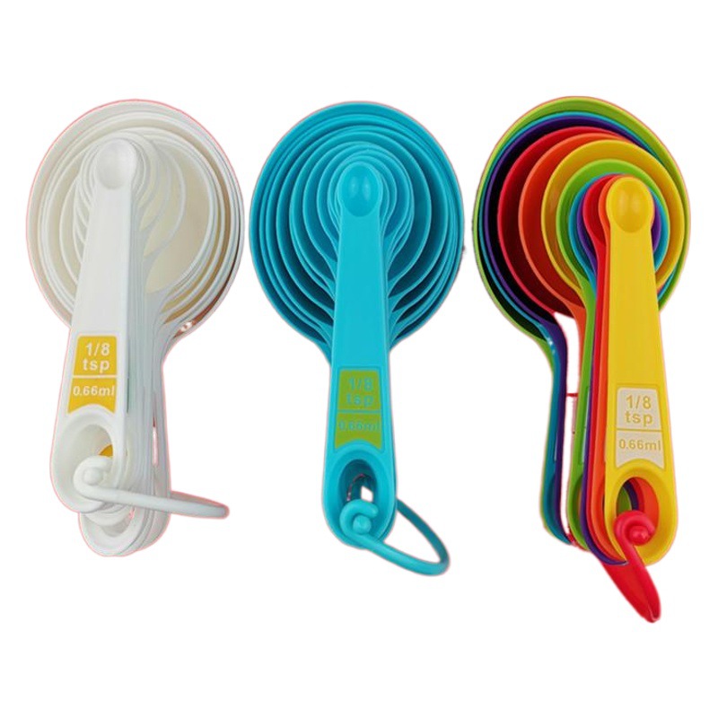 Factory Supplies 12-Piece Set of Measuring Cups and Spoons, Colorful Plastic Measuring Spoons and Cups Set, Baking Tools, Measuring Spoons Wholesale