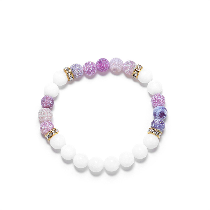 Pulsera de cuentas de turquesa blanca de cebra Rosa transfronteriza europea y americana Rosa Calcedonia pulsera de cuentas de hilo elástico Fenghua para hombres y mujeres