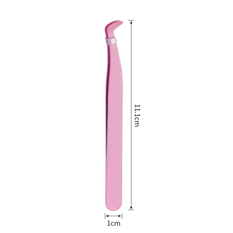 Stainless Steel Eagle-Beak Eyelash Tweezers with Pointed Tips for Makeup, False Eyelashes, and Eyelashes, with a Slanted Edge, Non-Slip, and Curling Effect