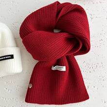 红色围巾女2025年新款秋冬季毛线百搭韩版高级感小亮片针织围脖套