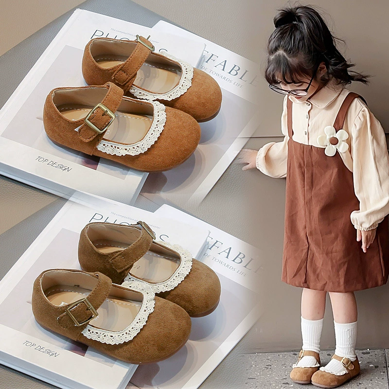 Кружевные кружевные ботинки Бокена для девочек весной и летом 2025 года новые туфли для девочек