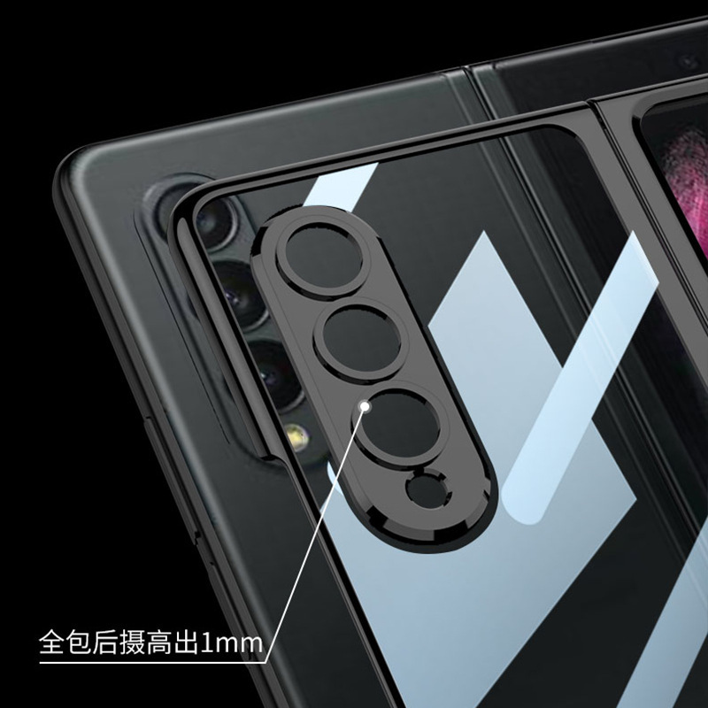 新款适用三星fold4壳膜一体手机壳透明纯色男女电镀防摔W23保护套|undefined