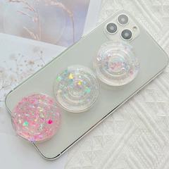 桌面氣墊手機支架 幻彩閃粉摺疊支架 滴膠碎貝殼糖果紙氣囊支架