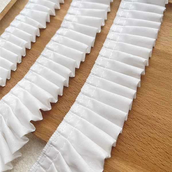 1 meter price (4 cm wide) pure cotton white fold