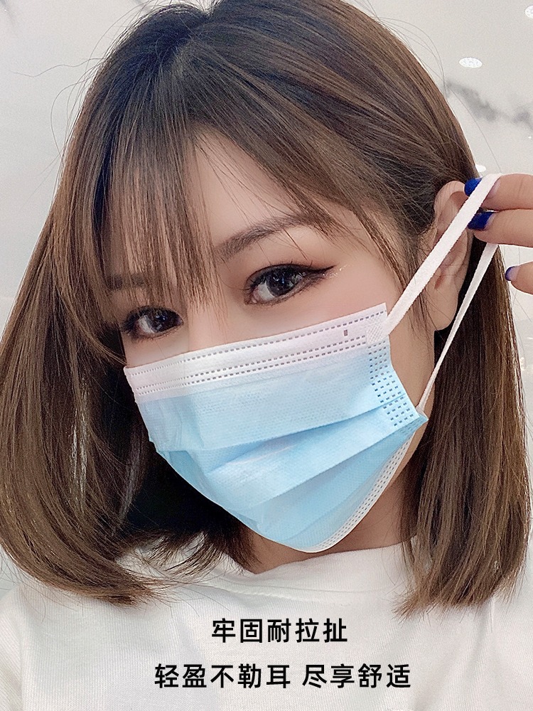 口罩女性夏季批发三层白色显脸小泡泡纱宽耳带不勒耳男独立包装