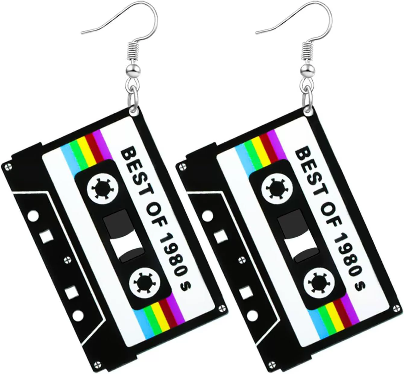 80's 90's винтажная коробочная стильная подвеска с неоновыми серьгами женские акриловые серьги-вставки