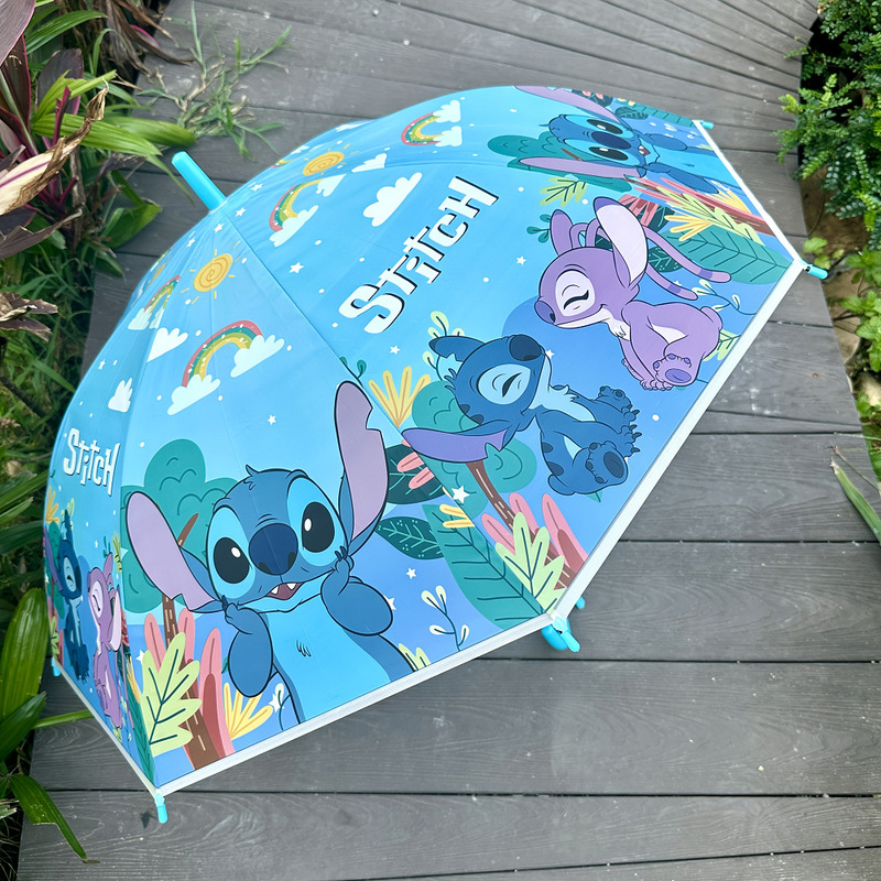 Stitch Umbrella Internet Celebrity Fully Automatic Long Handle Cute Cartoon Student Children High Appearance Thickened Dual-Use for Sun and Rain