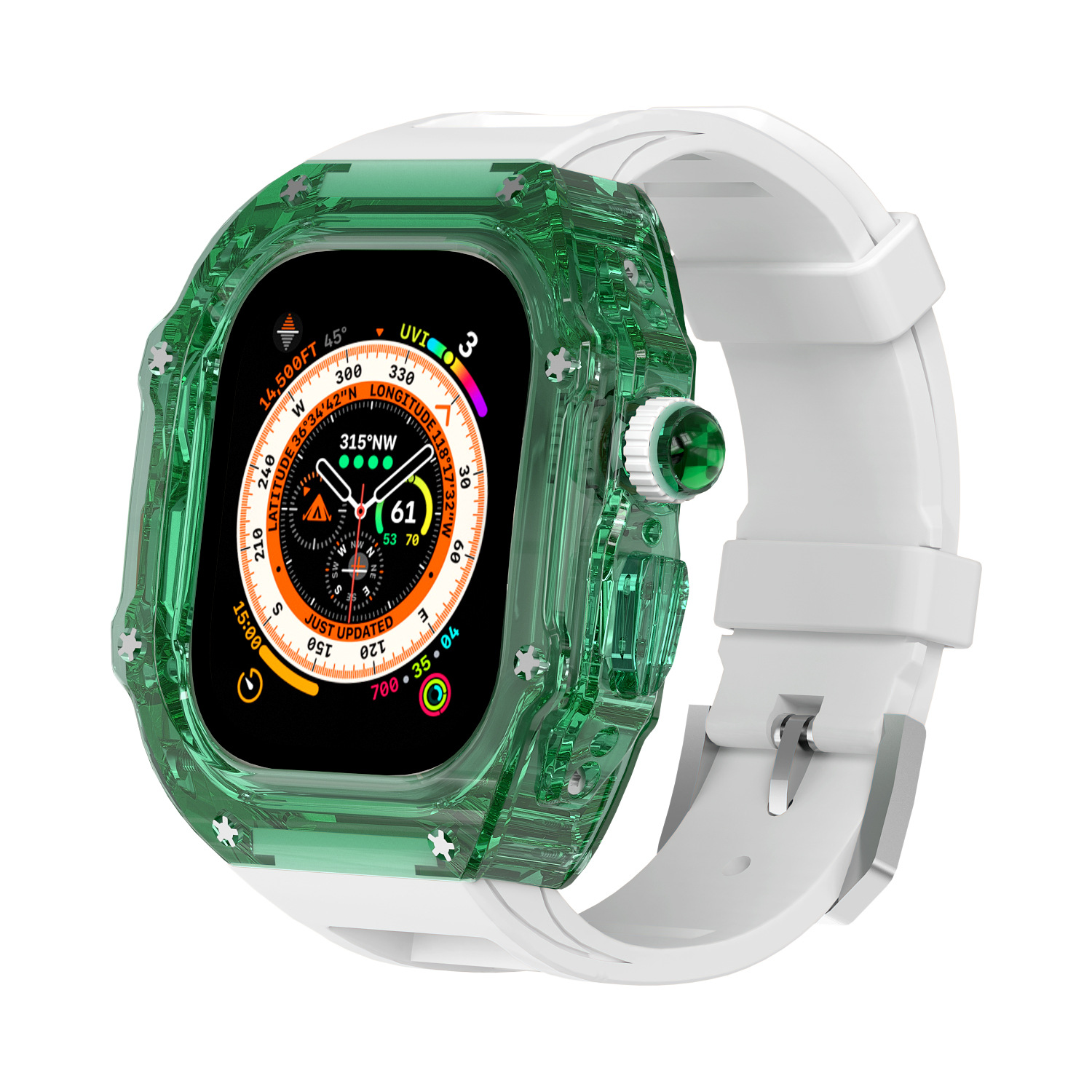 Aplicable para Apple Watch 8 ultra 49mm caso transparente correa de caucho flúor iwath45 44 funda protectora