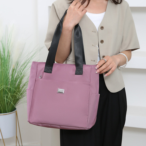 2024 New Mother Bag Women's Nylon Single Shoulder Bag Fashion Large Capacity Handbag Oxford Cloth Tote Bag Wholesale