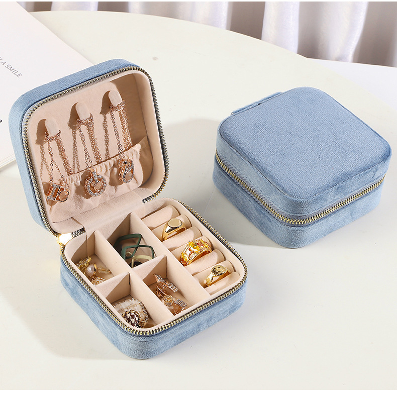 1 Piece Quantity Daily Occasion Flannel Material Lady Korean Style Solid Color Flannel Jewelry Boxes