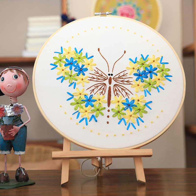 Hecho a mano de los niños DIY pintura bordado material paquete decoración Lu bordado su bordado europeo hojas Cruz puntada Kit