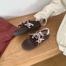 首谷爆款女鞋超火软皮休闲运动平底板鞋磨砂皮户外跑步阿甘德训鞋