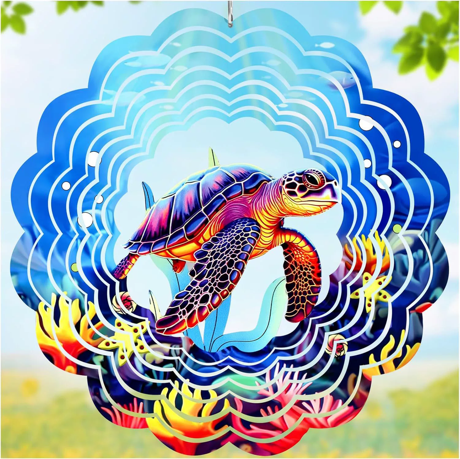 Turtle Wind Spiner 3D подвесные украшения черепахи 12 дюймов металлический ветер динамическая скульптура украшения подарок