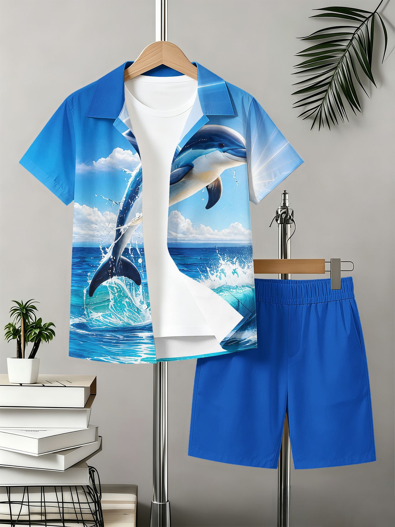 Zomer set voor jongens met overhemd en shorts met 3d print_voghion.com