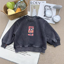 杉伴韩系男小童冬季新款加绒可爱卡通圆领保暖上衣男炒色休闲卫衣