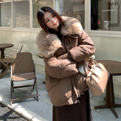 高档大毛领羽绒棉服女2025新款保暖装宽松棉衣时尚百搭面包服外套
