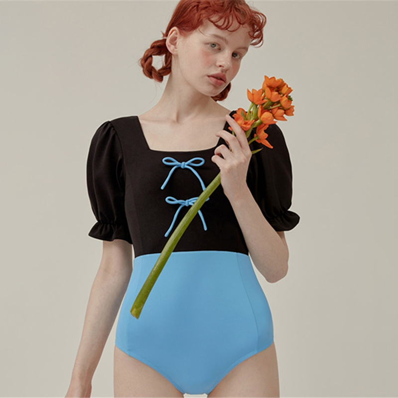 少女日系比基尼连体泳衣文艺学院风bikini跨境外贸游泳衣一件代发