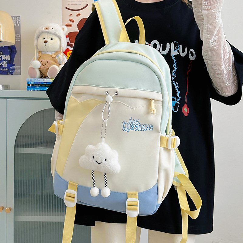 Lightweight Color Block Backpack For School & College - Spacious & Stylish Unisex Bookbag With Cushioned Straps, Multiple Pockets_voghion.com