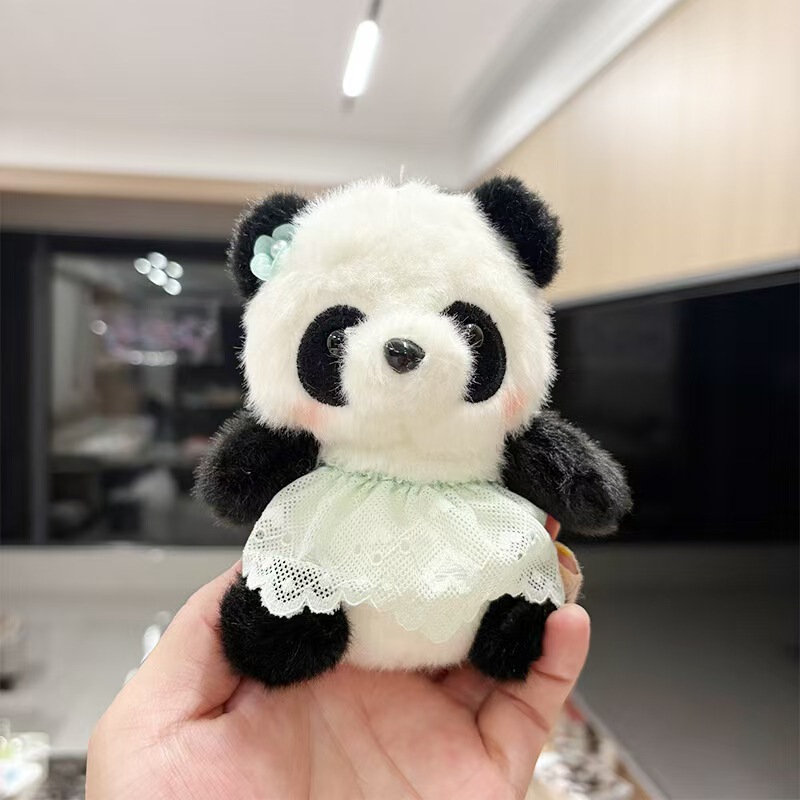 创意熊猫花仙子毛绒公仔钥匙扣挂件趣味掌中宝玩偶娃娃机公仔批发|undefined